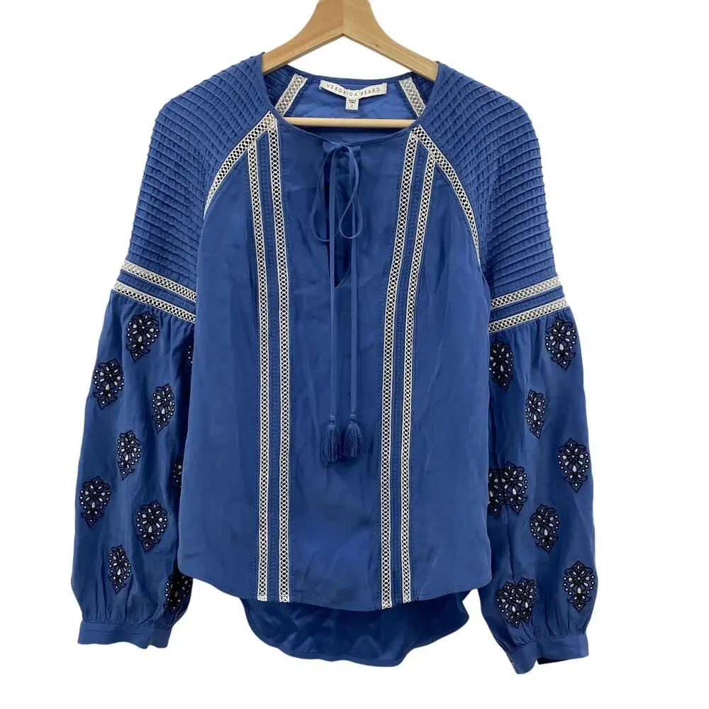 Veronica beard 2 Alpine Silk Embroidered Blouse